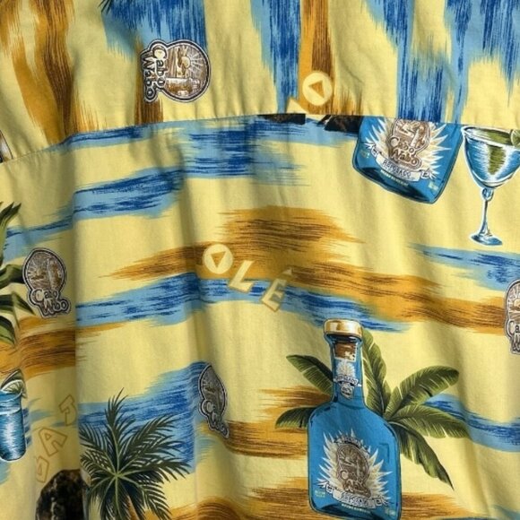 Tori Richard Shirt Mens Large Butter Yellow Cabo Wabo Floral Hawaiian Camp Beach - Picture 3 of 10